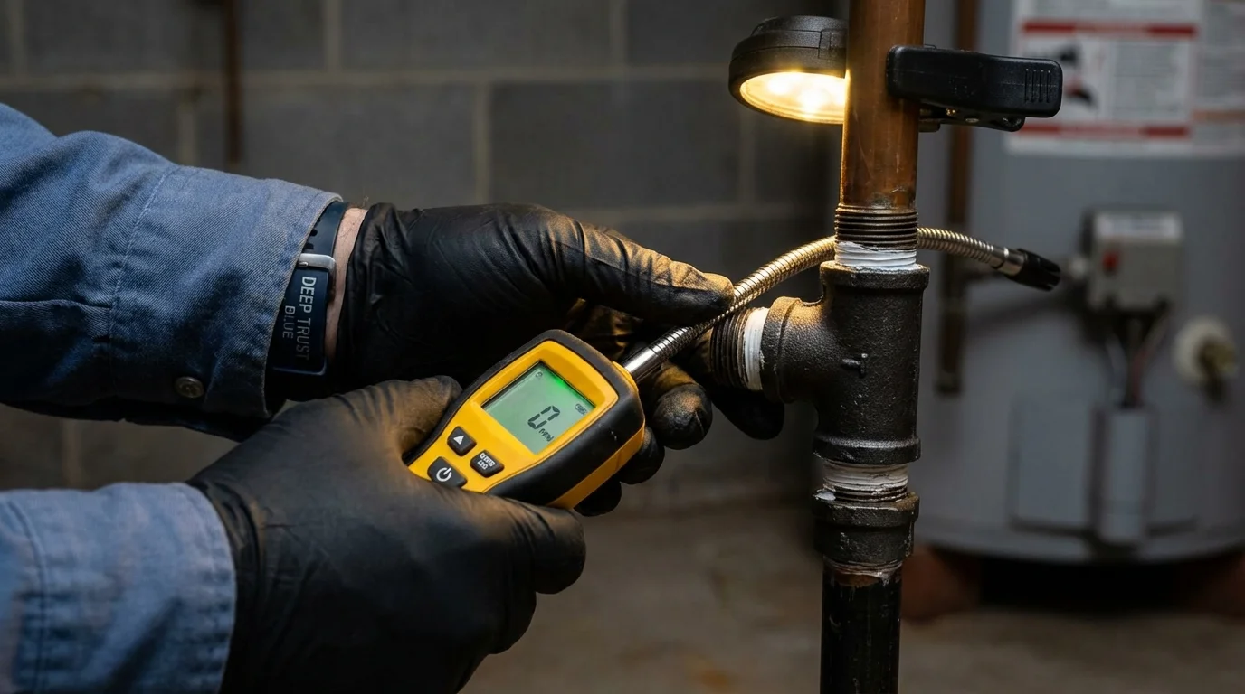 Gas leak detection with electronic sniffer by Johns Plumbing LLC in Hays
