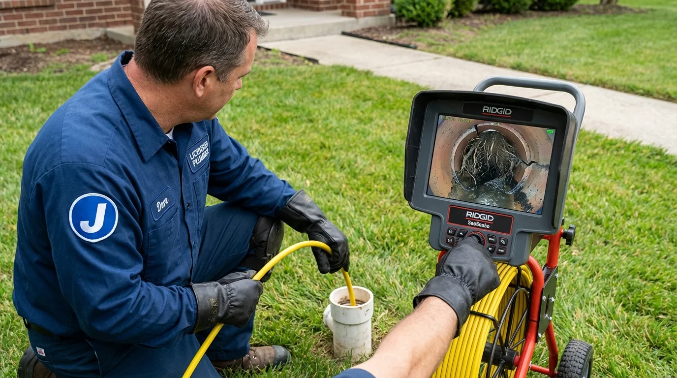Sewer camera inspection being performed by Johns Plumbing LLC in Hays